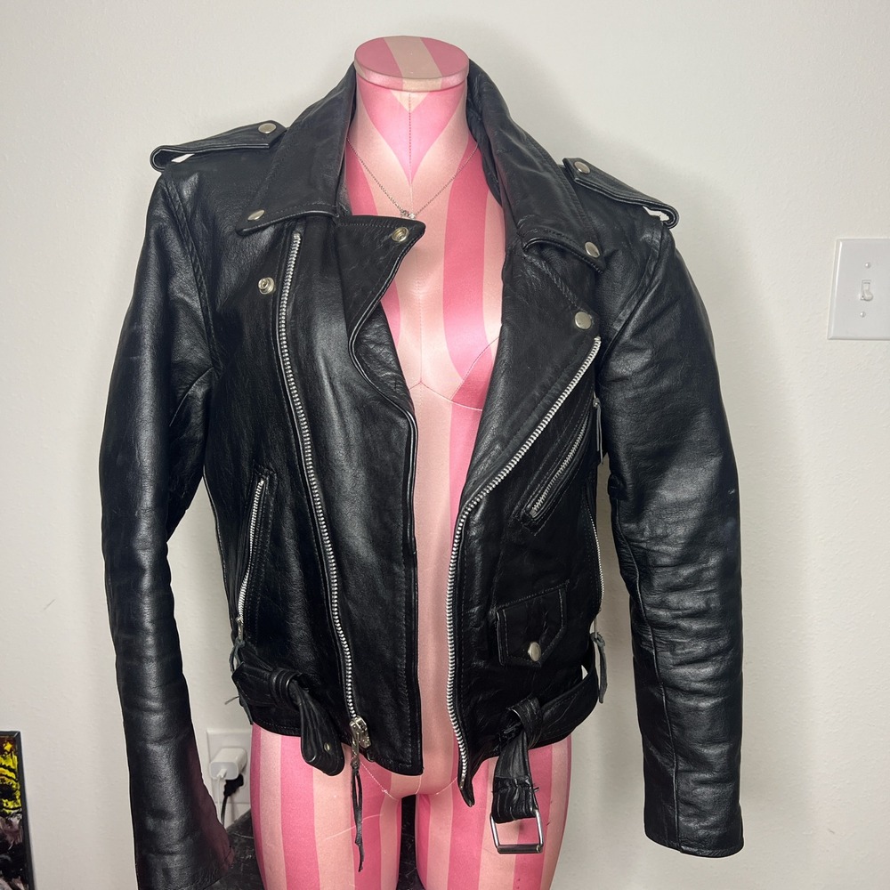 Diamond Genuine Leather Women's Zip Down Jacket Size 38
